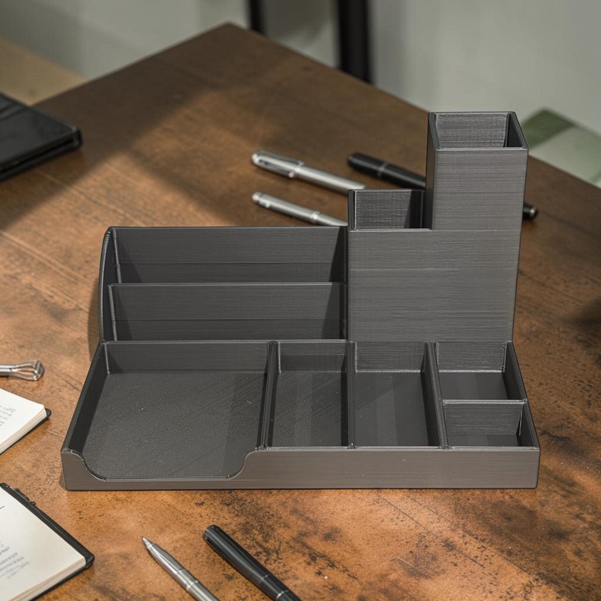 Minimalist 3D Printed Desk Organiser – Office Storage & Stationery Holder