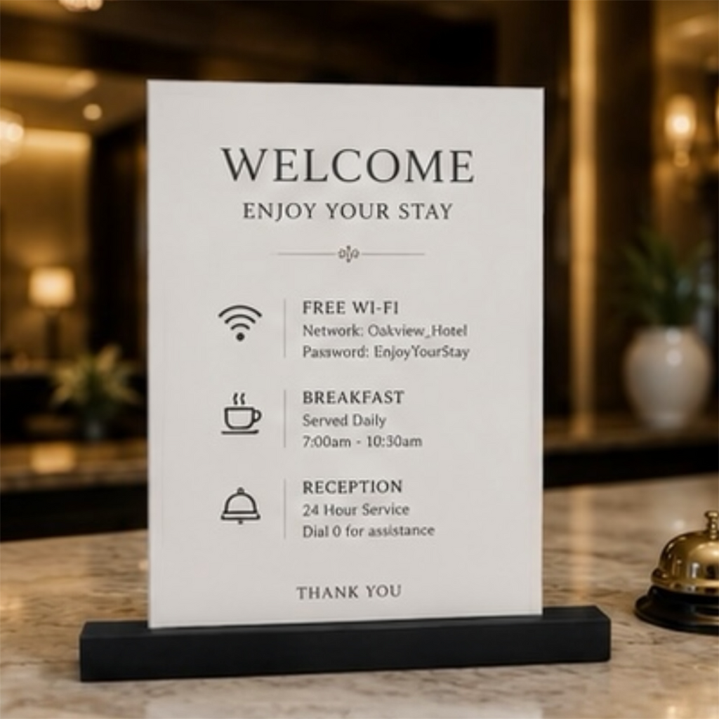 Product Title  3D Printed Tabletop Display Stand | Small | Standard | Large | XL | QR Codes, Menus, Signs & Table Numbers