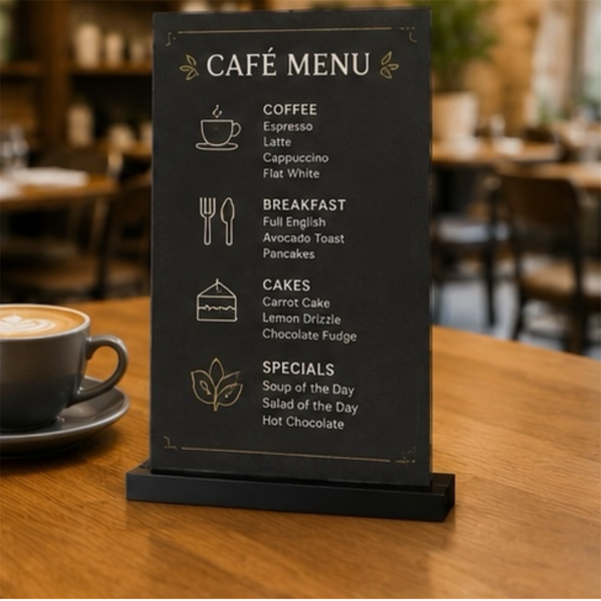 Product Title  3D Printed Tabletop Display Stand | Small | Standard | Large | XL | QR Codes, Menus, Signs & Table Numbers