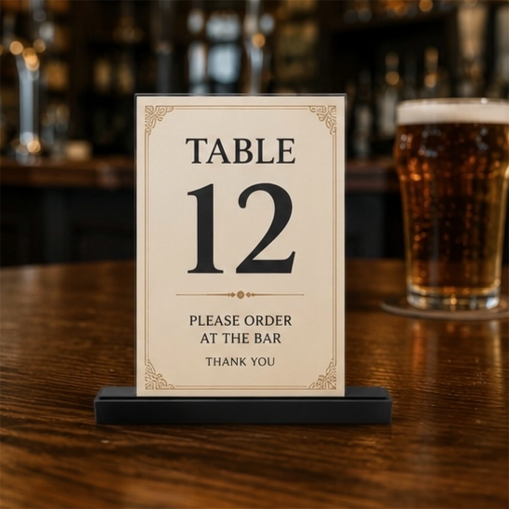 Product Title  3D Printed Tabletop Display Stand | Small | Standard | Large | XL | QR Codes, Menus, Signs & Table Numbers