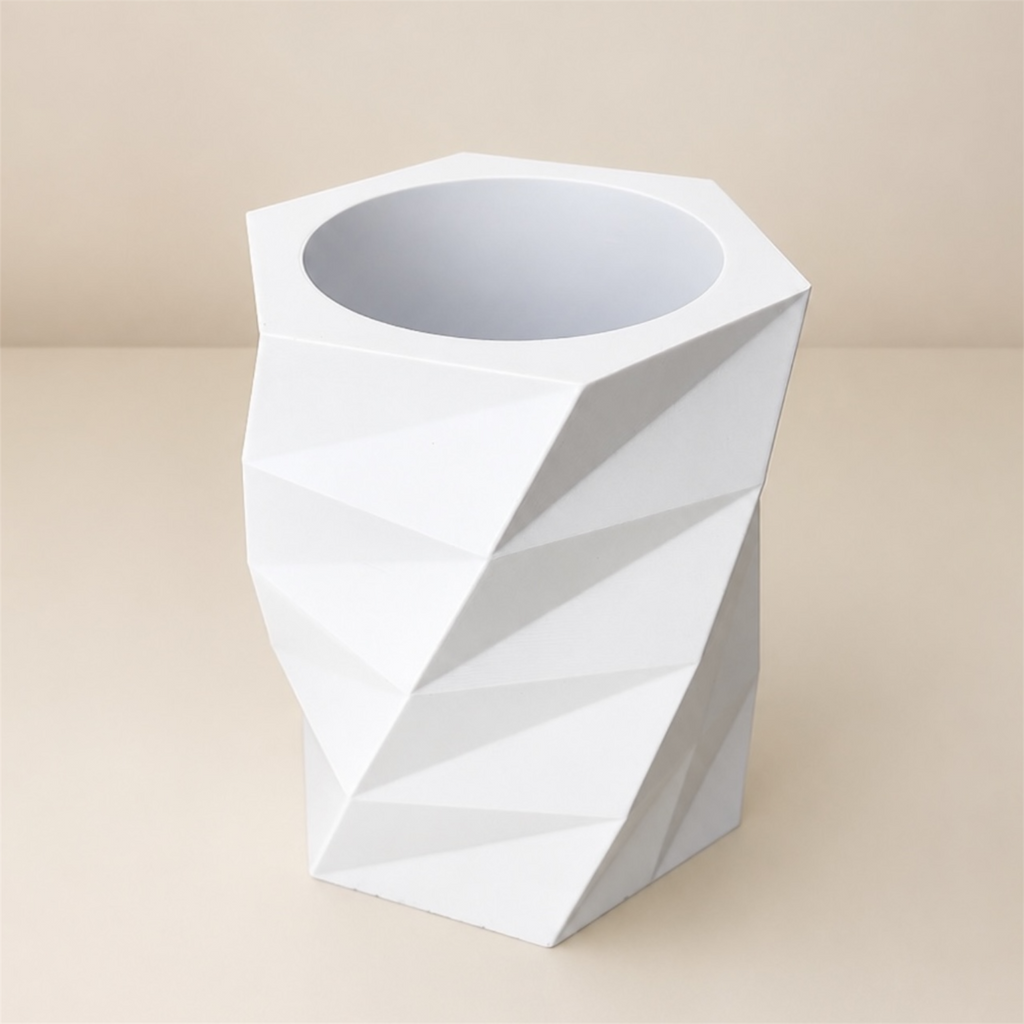 Minimalist Geometric 3D Printed Pen Holder – Modern Desk Pencil & Stationery Organiser