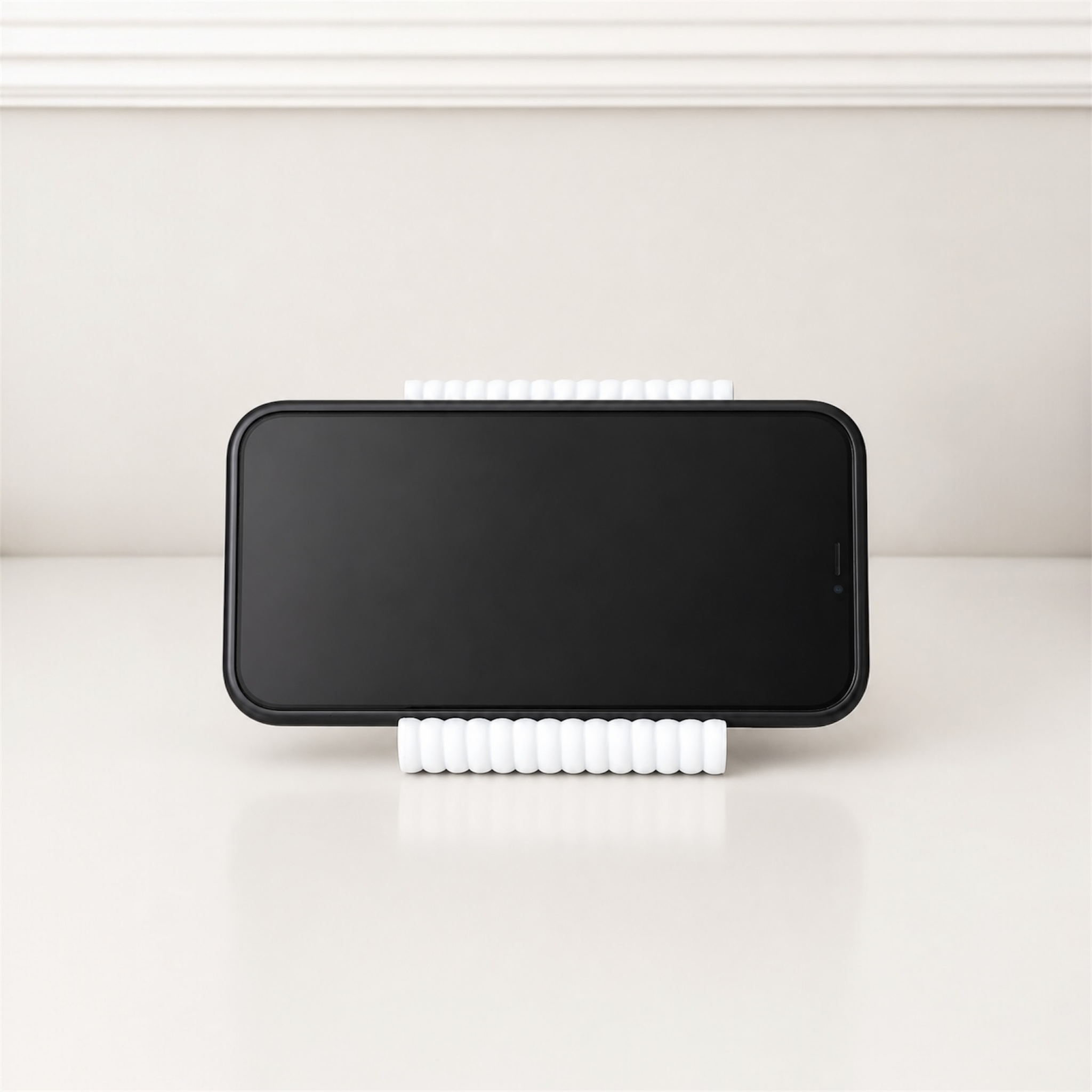Modern Ribbed Phone Holder Stand – Minimalist Desk Phone Stand for Office & Home