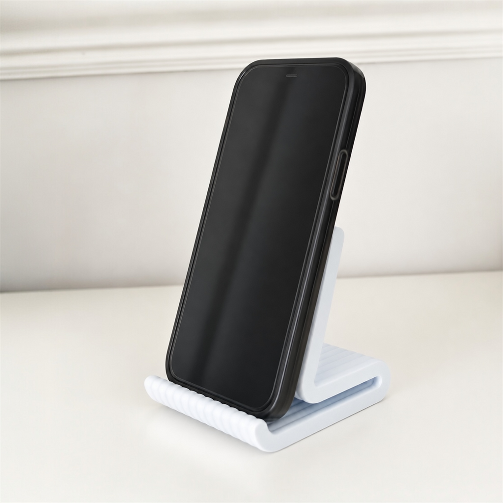 Modern Ribbed Phone Holder Stand – Minimalist Desk Phone Stand for Office & Home