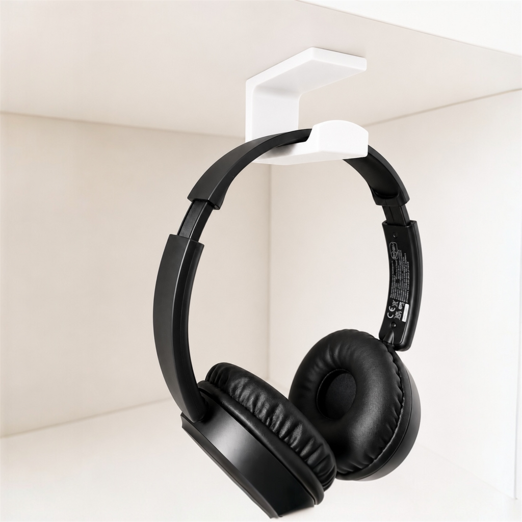 No-Drill Under Desk Headphone Hook with 3M VHB Adhesive & Alcohol Prep Pad