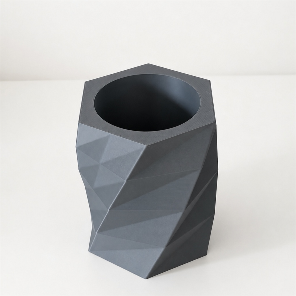 Minimalist Geometric 3D Printed Pen Holder – Modern Desk Pencil & Stationery Organiser